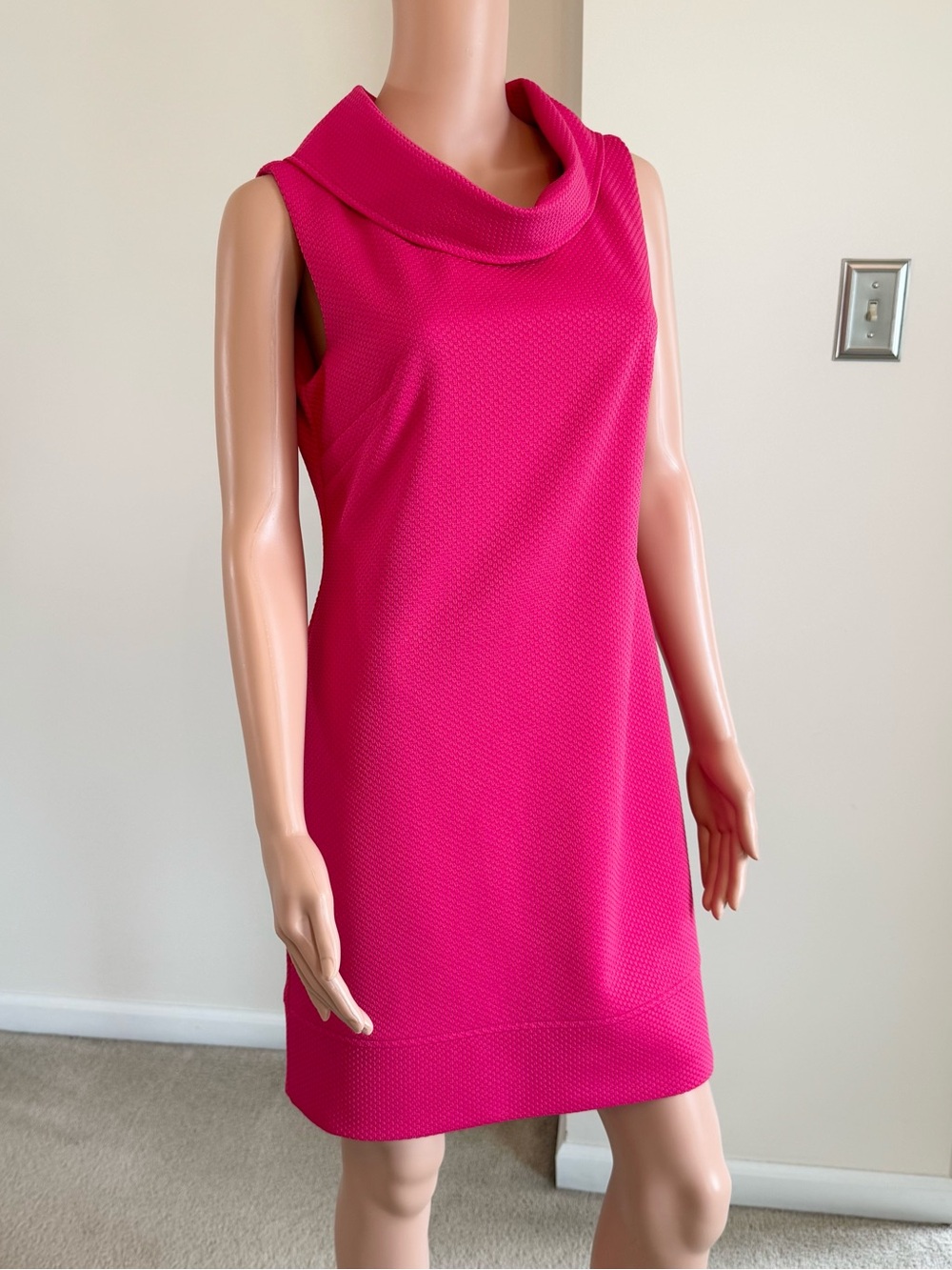 Vintage Pure Amici Cowl Neck Jackie O 60s Retro Hot Pink Barbie Dress Medium